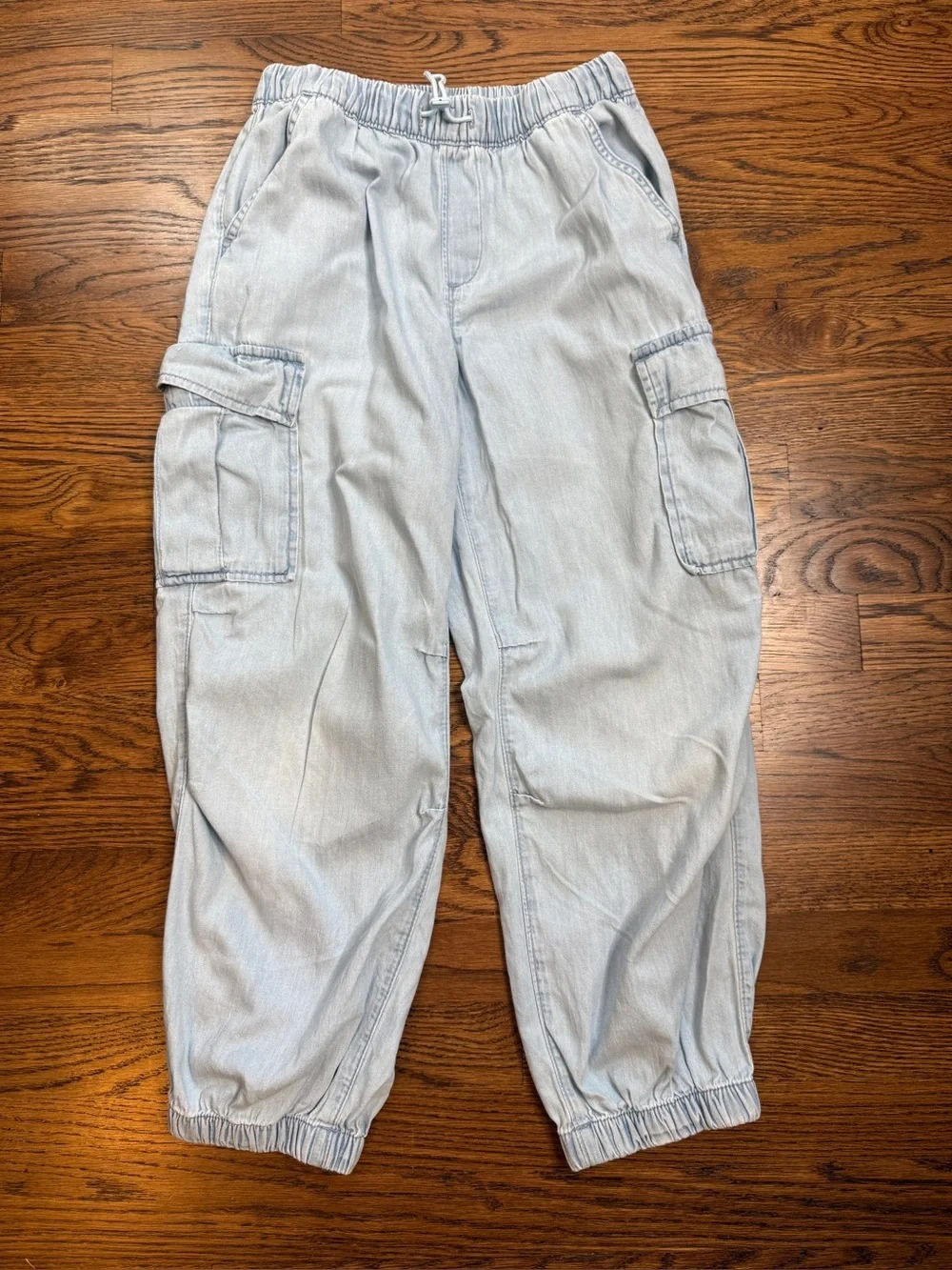 Gap Kids Girls Light Blue Cargo Denim Jogger Pants Size 8-10